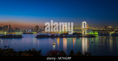 Panorama of Rainbow bridge and Tokyo bay, Japan Stock Photo