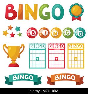 Set of bingo or lottery game balls and cards Stock Vector