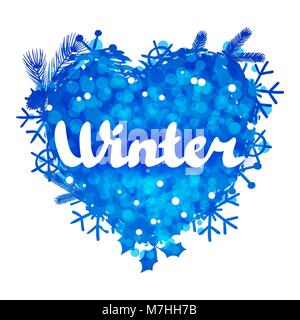 Winter abstract background design with snowflakes and snow Stock Vector