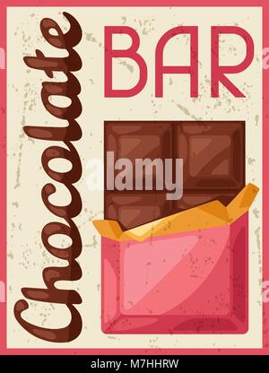Poster with chocolate bar in retro style Stock Vector