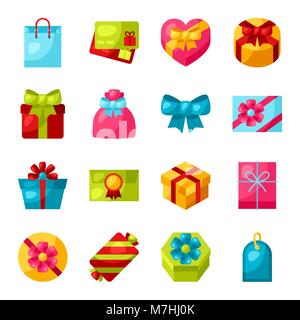 Celebration icon set of colorful gift boxes Stock Vector
