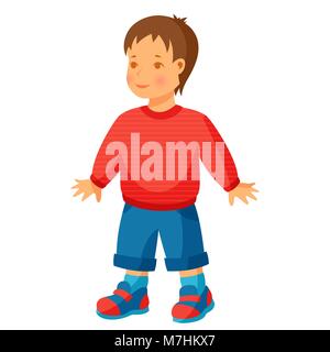 Illustration of pretty little boy in trousers and sweater Stock Vector