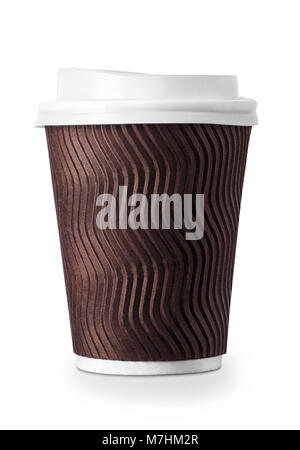 paper cup of coffee isolated on white background with clipping path. Package for drinks Stock Photo