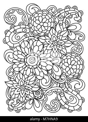 An Adult Coloring Border of Flowers and Foliage Stock Vector Image ...