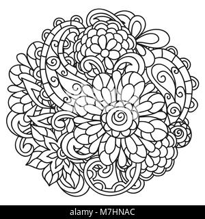 Background with line flowers for adult coloring page printing and ...