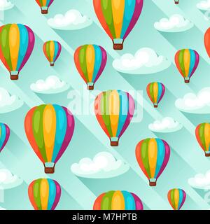 Seamless travel pattern with hot air balloons. Background made without clipping mask. Easy to use for backdrop, textile, wrapping paper Stock Vector