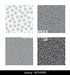 Bitcoin seamless pattern. White seamless background with signs of Bitcoin. Stock Vector