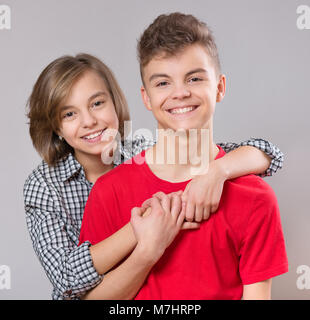 Portrait of brother and sister Stock Photo