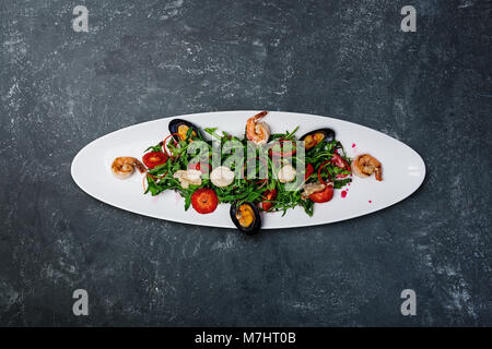 Seafood salad with lime sauce. Stock Photo