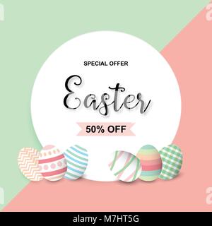 Easter sale vector banner design. Big easter sale text up to 50