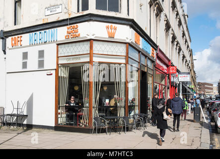 Exterior view of Cafe Nardini ice cream cafe on Byres Road in Glasgow West End , Scotland, United Kingdom Stock Photo