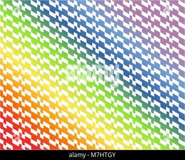 Abstract white geometric pattern on gradient rainbow colored (colorful) background - Vector illustration. Stock Vector