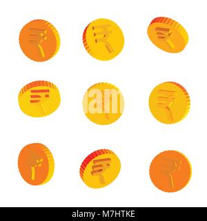Golden Coins with Rupee Symbols Stock Vector