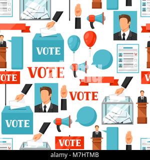Vote political elections seamless pattern. Background for campaign leaflets, web sites and flayers Stock Vector