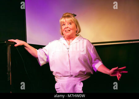 Sue Hodge reprises her role as Mimi Lebonq,  from the hit TV series and stage show  Allo `Allo, in a one woman show at the Phoenix Artist Club Stock Photo