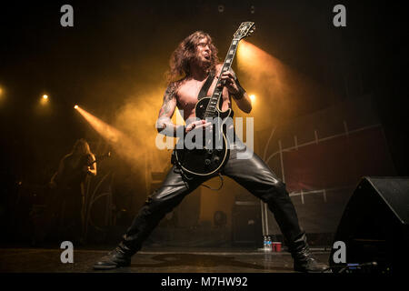 San Francisco, USA. 09th Mar, 2018. Arve 'Ice Dale' Isdal of Enslaved performs on March 9, 2018 at the Regency Ballroom in San Francisco, California. Credit: The Photo Access/Alamy Live News Stock Photo