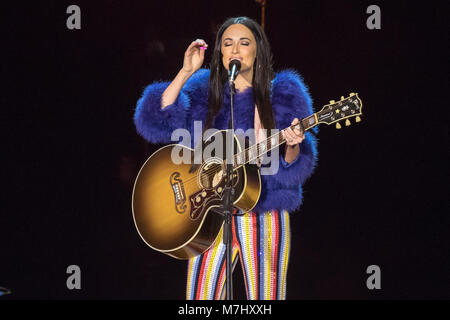 London, England. 10th March 2018,  KACEY MUSGRAVES  performs Her Headline set During Country To Country  at The O2 Arena on March 10th, 2018, London. England.© Jason Richardson / Alamy Live News Stock Photo