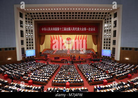 Beijing, China. 11th Mar, 2018. The third plenary meeting of the first session of the 13th National People's Congress (NPC) is held at the Great Hall of the People in Beijing, capital of China, March 11, 2018. Credit: Wang Ye/Xinhua/Alamy Live News Stock Photo