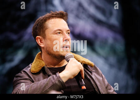 Elon Musk attends the 2018 SXSW Interactive Festival on March 12th, 2018 in Austin, Texas. Stock Photo