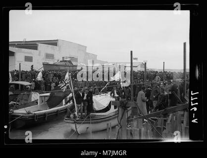Official opening of Tel Aviv Port. Showing flags & decorations LOC matpc.17103 Stock Photo
