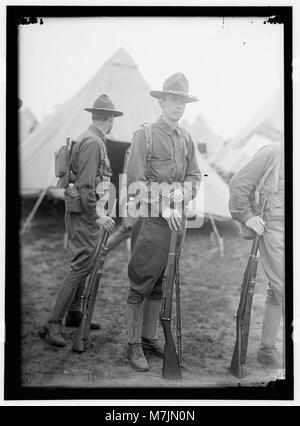A photograph depicting the Plattsburg Reserve Officers' Training Camp, capturing the training and preparation of military officers during World War I. Stock Photo