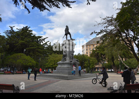 Memorial to Ferdinand Magellan in thw town of Punta Arenas, Chile Stock Photo