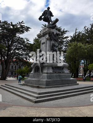 Memorial to Ferdinand Magellan in thw town of Punta Arenas, Chile Stock Photo