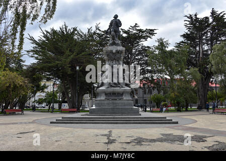 Memorial to Ferdinand Magellan in thw town of Punta Arenas, Chile Stock Photo