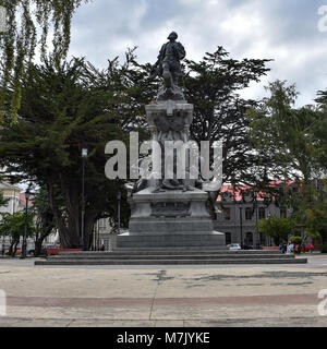 Memorial to Ferdinand Magellan in thw town of Punta Arenas, Chile Stock Photo