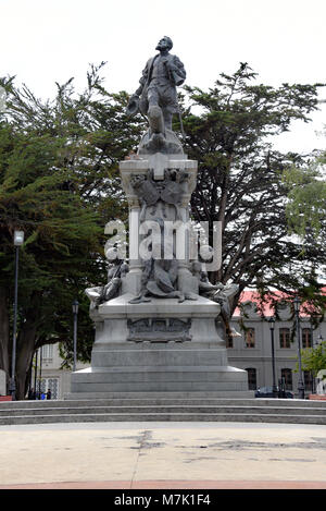 Memorial to Ferdinand Magellan in thw town of Punta Arenas, Chile Stock Photo