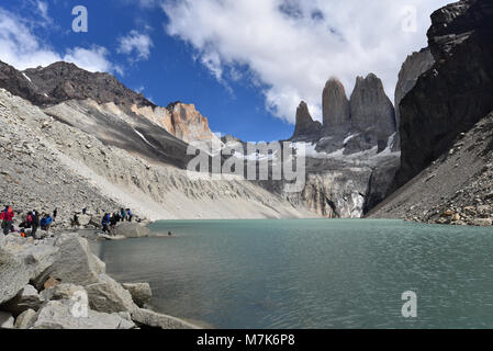 Base of the Towers (Base Las Torres), Torres del Paine National Park, Chilean Patagonia Stock Photo