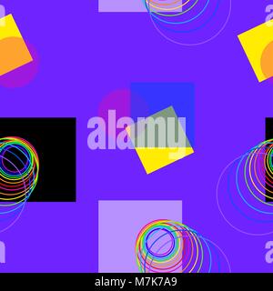 Abstract multicolored seamless pattern. A set of geometric shapes. Multicolored spiral. Stock Vector