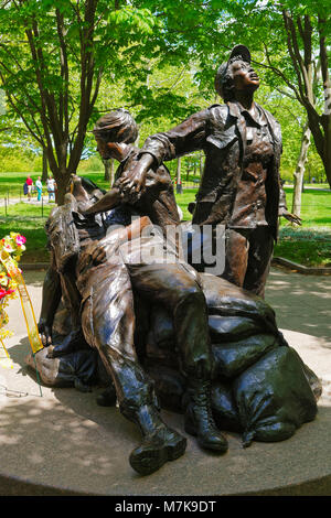 Washington DC, USA - May 2, 2015: Vietnam Women Memorial in the National Mall. Devoted to nurses in the Vietnam War, the USA. Stock Photo