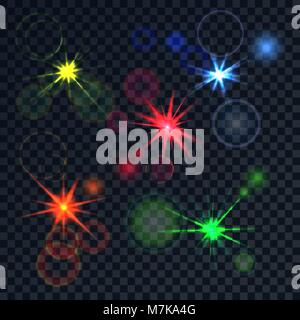 Bright realistic color effect. The poured luminescences with effects a side on a translucent background. Vector abstract background Stock Vector