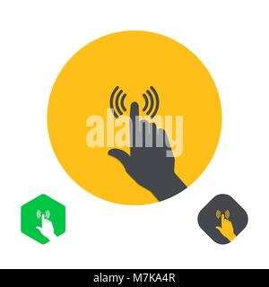 Icon a hand finger on the touch screen. A vector illustration in flat style. Stock Vector