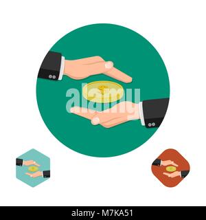 Icon preservation of money. Deposit insurance. Vector illustration. Stock Vector