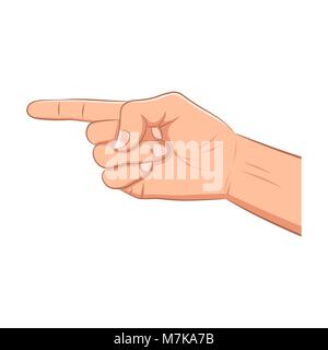 Realistic hand with pointing finger isolated on a white background. Navigation, direction, follow sign.  Flat design for social networks, web sites, a Stock Vector