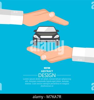 Concept insurance of cars. Cars under protection. A vector illustration in flat style. Stock Vector