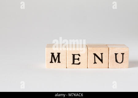 Wooden Building Blocks Written MENU Stock Photo