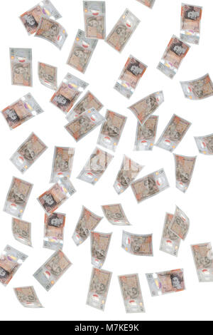 concept image of british banknotes / currency falling Stock Photo