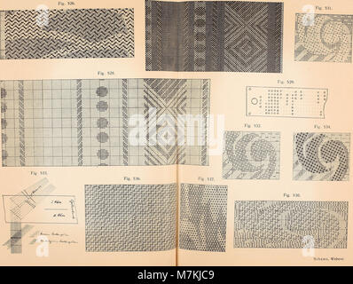 This 1909 manual on weaving functions as both an educational book and a reference work for manufacturers, weavers and students in the textile industry. It covers weaving techniques, industry knowledge and practical methods for textile production. Stock Photo
