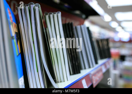 Group of notebooks in a library Stock Photo