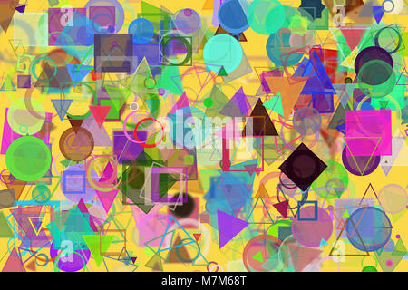 Random circle, square, rectangle & triangle shape, digital generative ...