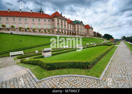 Saxon elevation of the Royal Castle in Warsaw seen from the garden, Poland Stock Photo