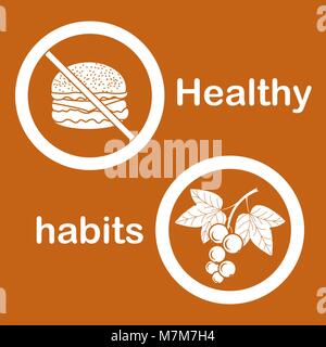 Useful and harmful food. Proper nutrition with excess weight and obesity. Cheeseburger and black currant. Stock Vector