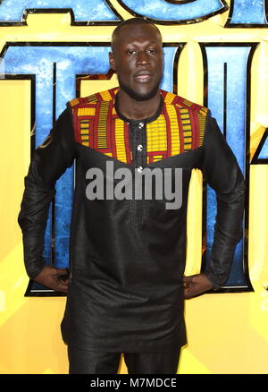 Black Panther European Premiere at the Eventim Apollo, Hammersmith, London  Featuring: Stormzy Where: London, United Kingdom When: 08 Feb 2018 Credit: WENN.com Stock Photo