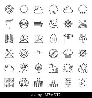 Weather forecast pixel perfect outline icon Stock Vector