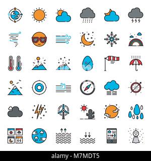 Weather forecast pixel perfect outline icon Stock Vector