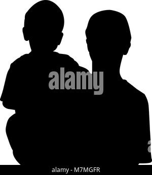 child in the hands of the parent silhouette black vector Stock Vector