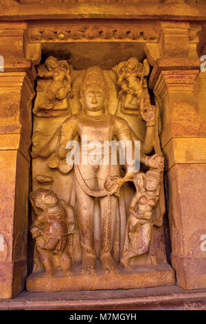 Hariharan form of Lord Vishnu, Durga temple , Aihole , Karnataka , India Stock Photo
